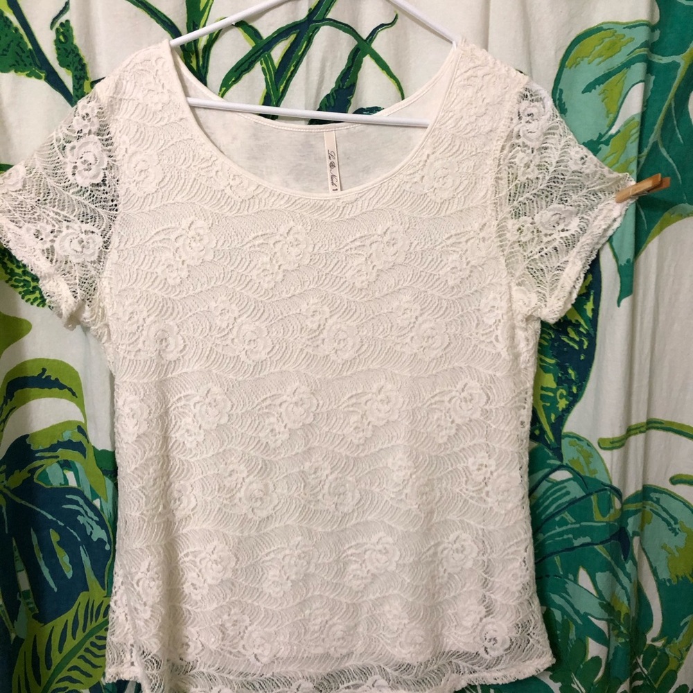 Lea and Nicole white lace top size large